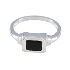 Kristine Black Solitaire Ring for Women in Silver Black Onyx Black