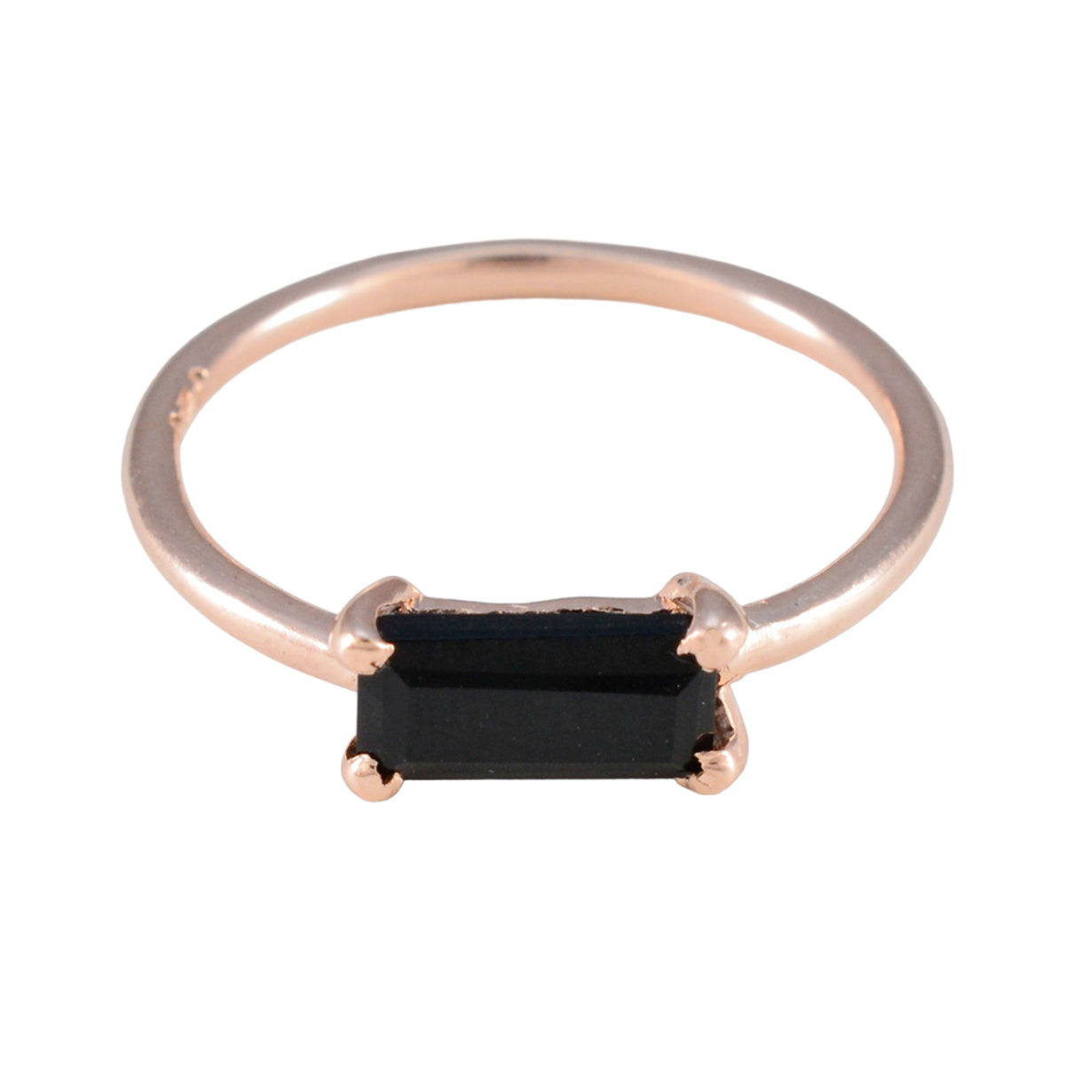 Julia Black Solitaire Ring for Women in Rose Gold Black Onyx Black