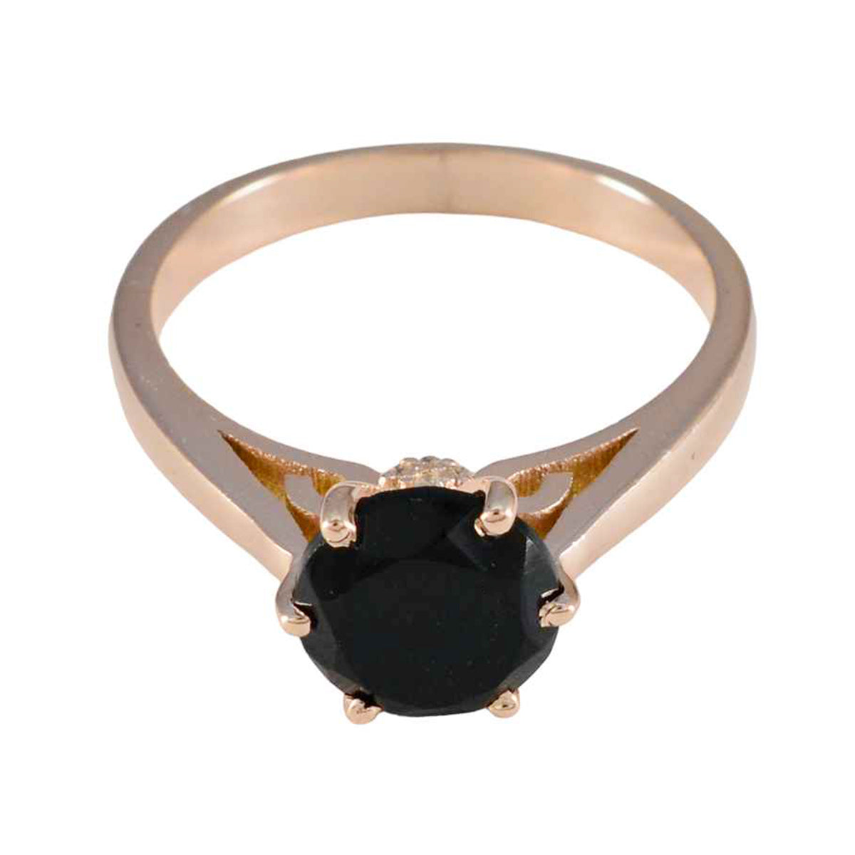 Sakura Black Solitaire Ring for Women Elegant Jewelry Black Onyx Black
