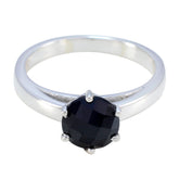 Chen Black Solitaire Ring for Women with Silver Band Black Onyx Black