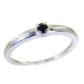 Evelyn Black Solitaire Ring for Women - Elegant Silver Band Black Onyx Black