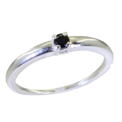 Evelyn Black Solitaire Ring for Women - Elegant Silver Band Black Onyx Black