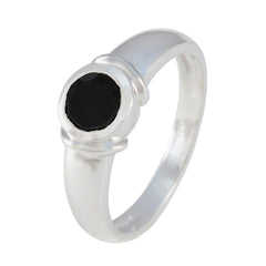 Rebeca Black Solitaire Ring for Women in Silver