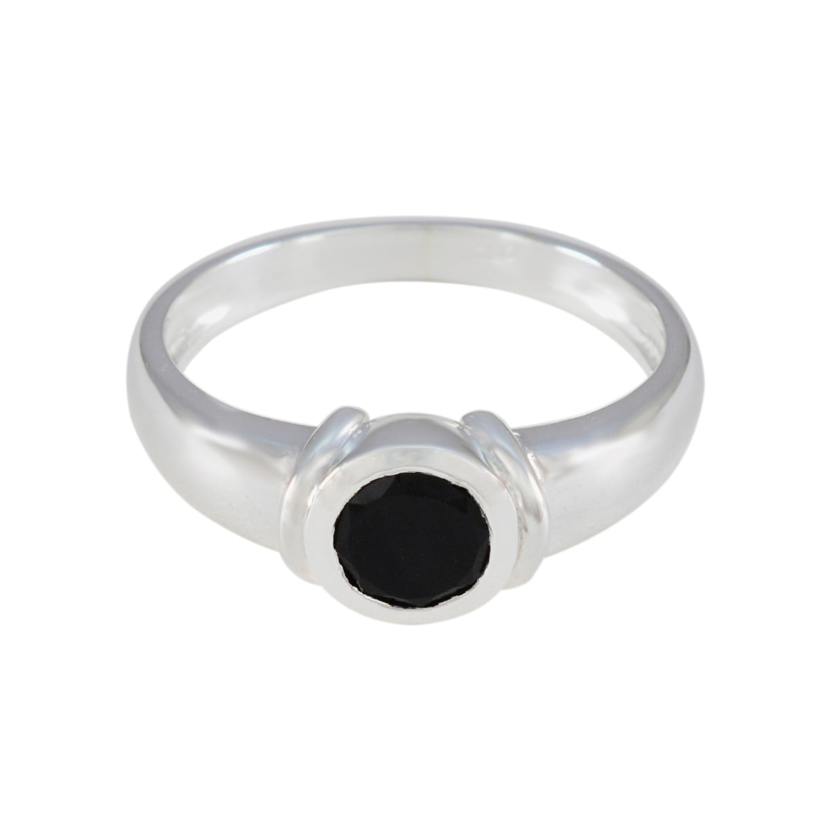 Rebeca Black Solitaire Ring for Women in Silver Black Onyx Black