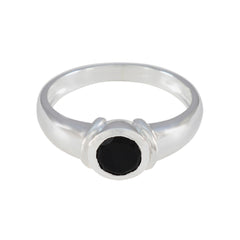 Rebeca Black Solitaire Ring for Women in Silver Black Onyx Black