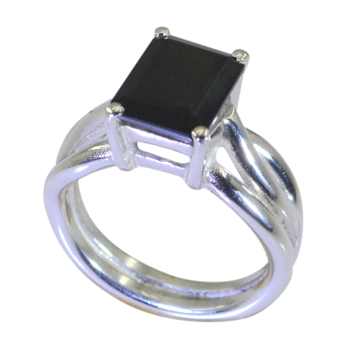 Saanvi Black Solitaire Ring for Women Silver Band Black Onyx Black