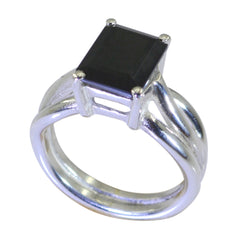 Saanvi Black Solitaire Ring for Women Silver Band Black Onyx Black