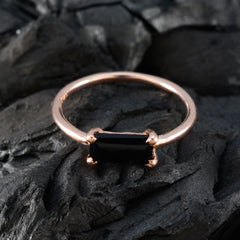 Julia Black Solitaire Ring for Women in Rose Gold