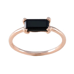 Julia Black Solitaire Ring for Women in Rose Gold