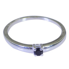 Evelyn Black Solitaire Ring for Women - Elegant Silver Band