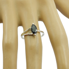 Lakshmi Black Solitaire Ring for Women in Silver