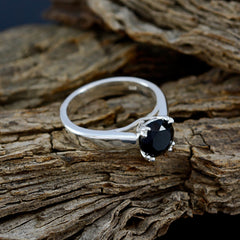 Cecilia Black Solitaire Ring India in Elegant Silver