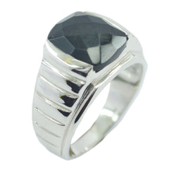 Genesis Black Solitaire Ring India with Silver Band Black Onyx Black