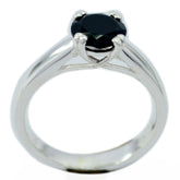 Cecilia Black Solitaire Ring India in Elegant Silver Black Onyx Black