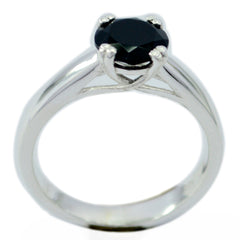 Cecilia Black Solitaire Ring India in Elegant Silver Black Onyx Black