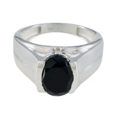 Renata Black Solitaire Ring India with Sterling Silver Black Onyx Black