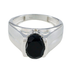 Renata Black Solitaire Ring India with Sterling Silver Black Onyx Black