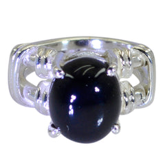 Natcha Black Solitaire Ring India Silver Band