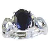 Aaliyah Black Solitaire Ring India with Silver Twist Band Black Onyx Black