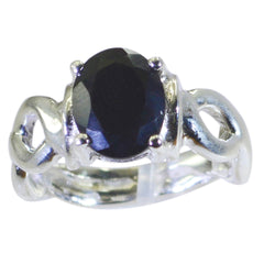 Aaliyah Black Solitaire Ring India with Silver Twist Band Black Onyx Black