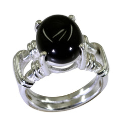 Natcha Black Solitaire Ring India Silver Band Black Onyx Black