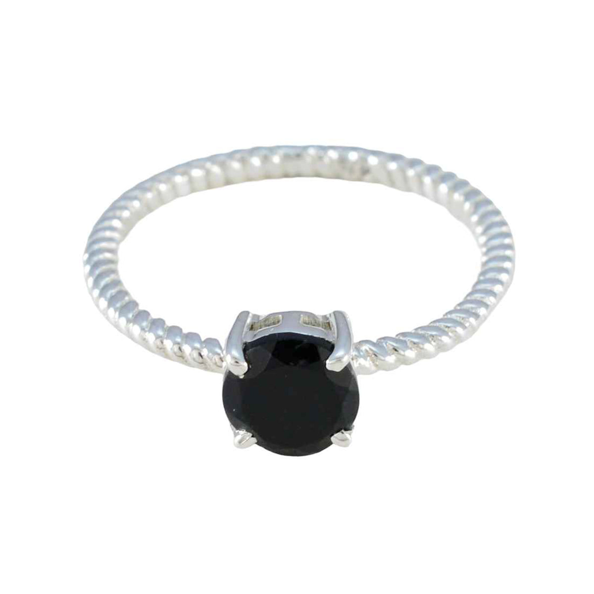 Ji-eun Black Solitaire Ring India with Twisted Band Black Onyx Black