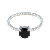 Ji-eun Black Solitaire Ring India with Twisted Band Black Onyx Black