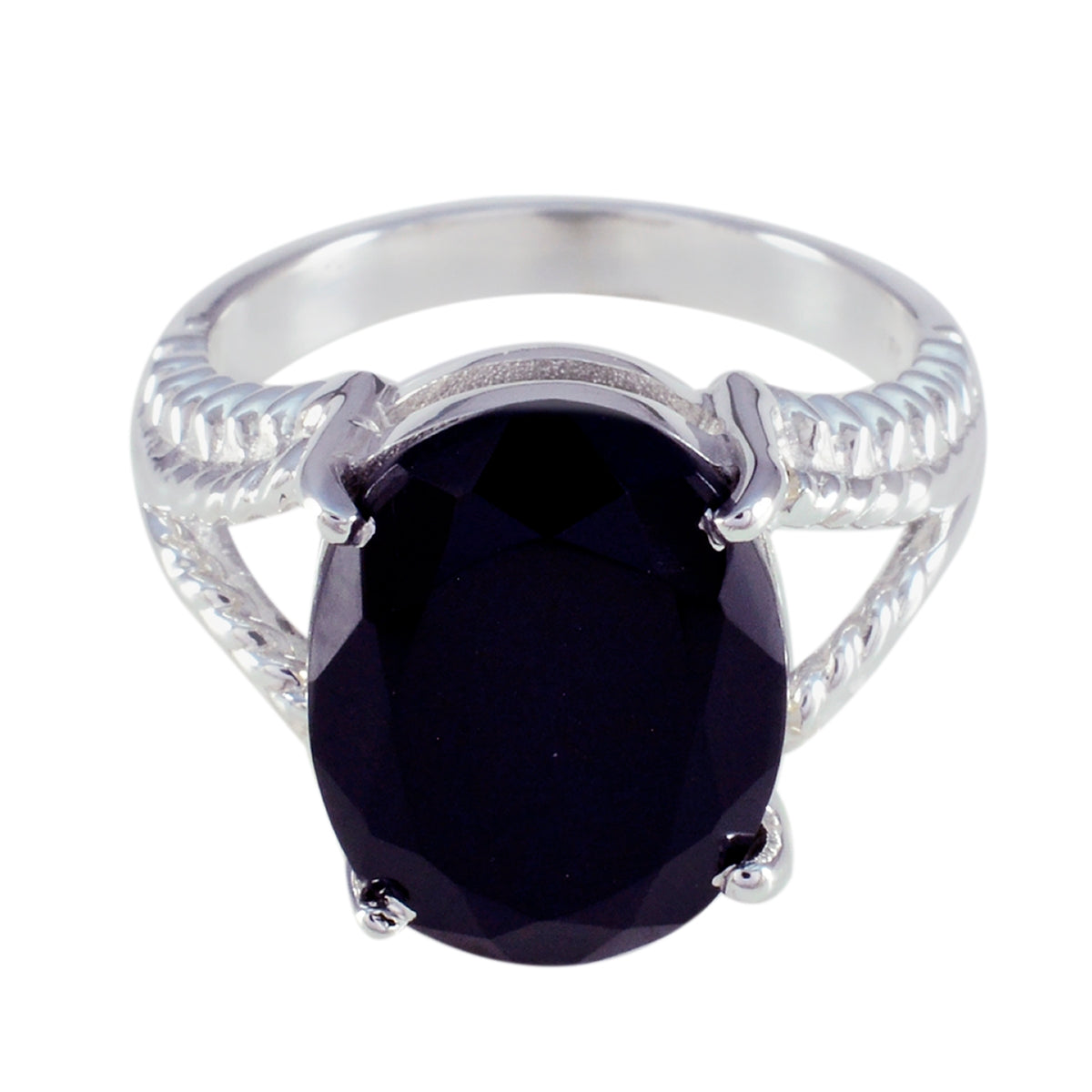 Scarlett Black Solitaire Ring with Elegant Silver Band Black Onyx Black