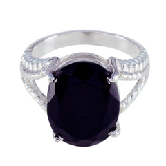 Scarlett Black Solitaire Ring with Elegant Silver Band Black Onyx Black