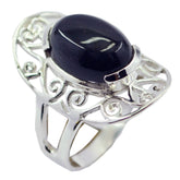 Violet Black Solitaire Ring with Elegant Silver Design Black Onyx Black