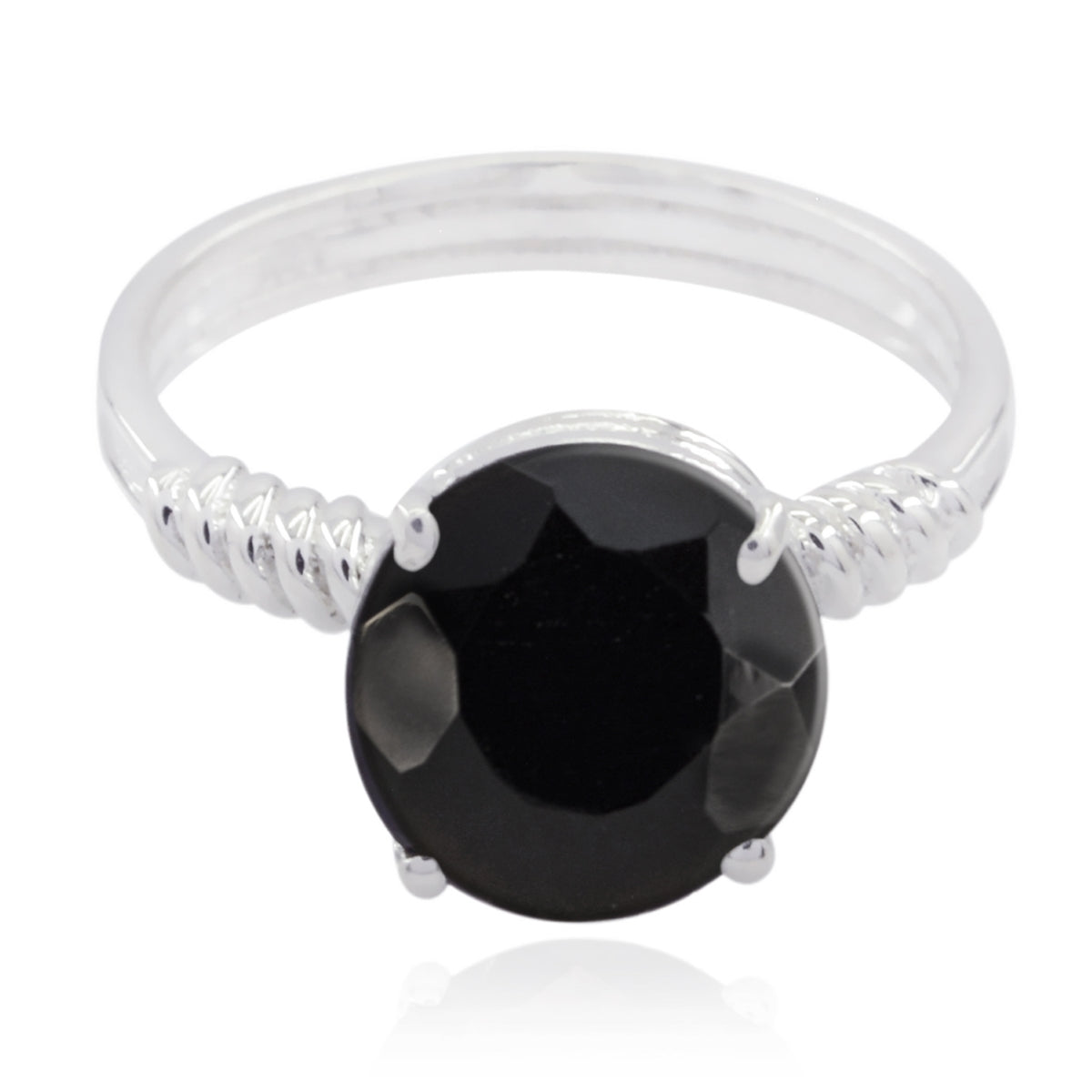 Saanvi Abstract Black Solitaire Ring Black Onyx Black