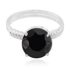 Saanvi Abstract Black Solitaire Ring Black Onyx Black