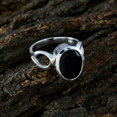Sophia Black Solitaire Ring Online with Silver Band
