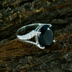 Scarlett Black Solitaire Ring with Elegant Silver Band