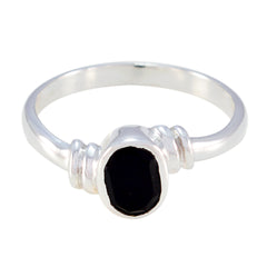 Meera Black Solitaire Ring with Elegant Silver Band Black Onyx Black
