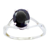 Nari Elegant Black Solitaire Ring with Silver Band Black Onyx Black