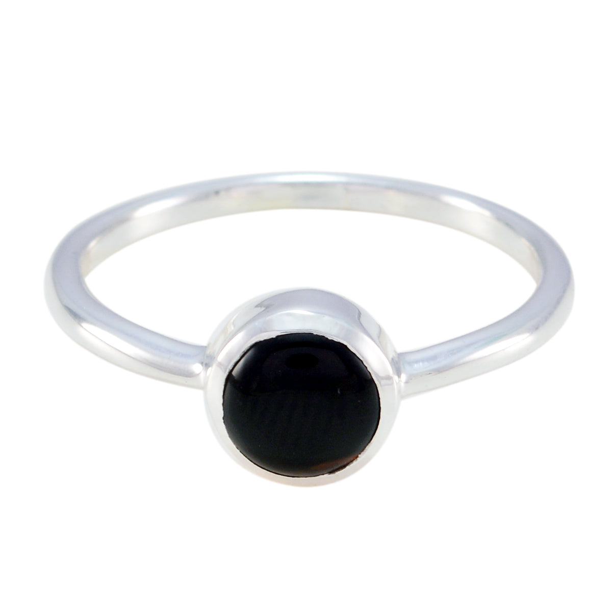 Aiko Stylish Black Solitaire Ring in Silver Black Onyx Black