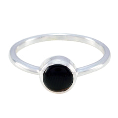 Aiko Stylish Black Solitaire Ring in Silver Black Onyx Black
