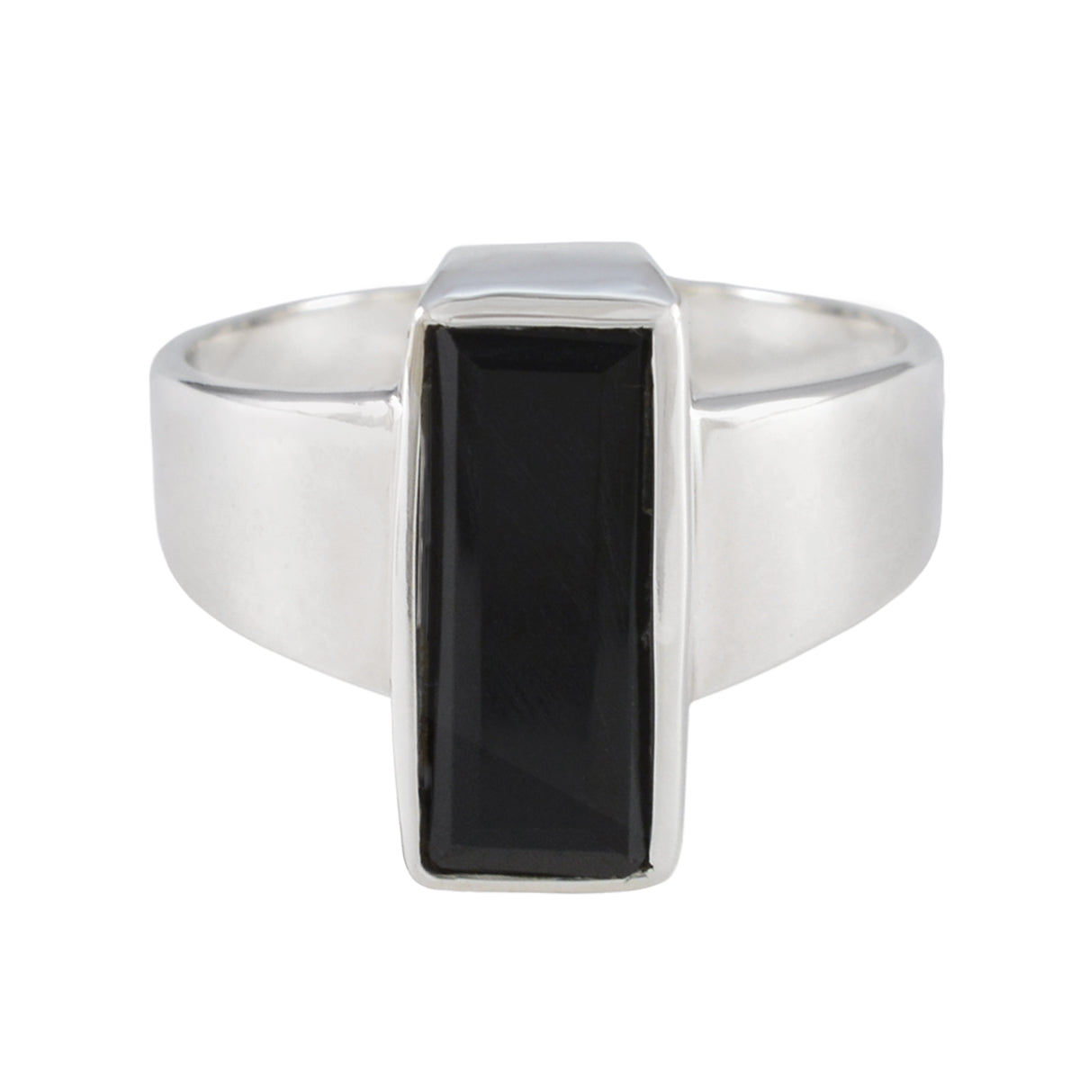 Freya Contemporary Black Solitaire Ring Black Onyx Black