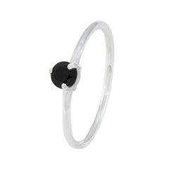 Ying Black Solitaire Ring with Elegant Silver Band