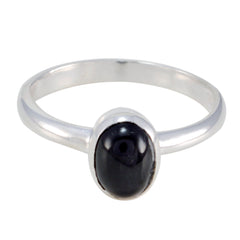 Ayesha Black Solitaire Ring with Silver Band