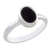 Ayesha Black Solitaire Ring with Silver Band Black Onyx Black
