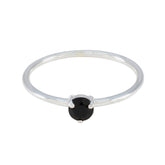 Ying Black Solitaire Ring with Elegant Silver Band Black Onyx Black