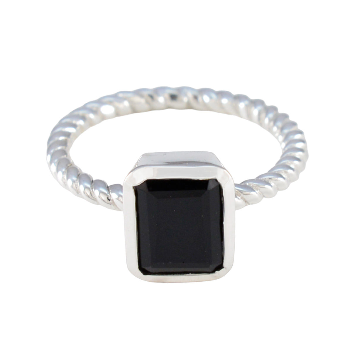 Bruna Luxurious Black Solitaire Ring Black Onyx Black