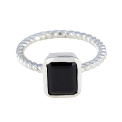 Bruna Luxurious Black Solitaire Ring Black Onyx Black