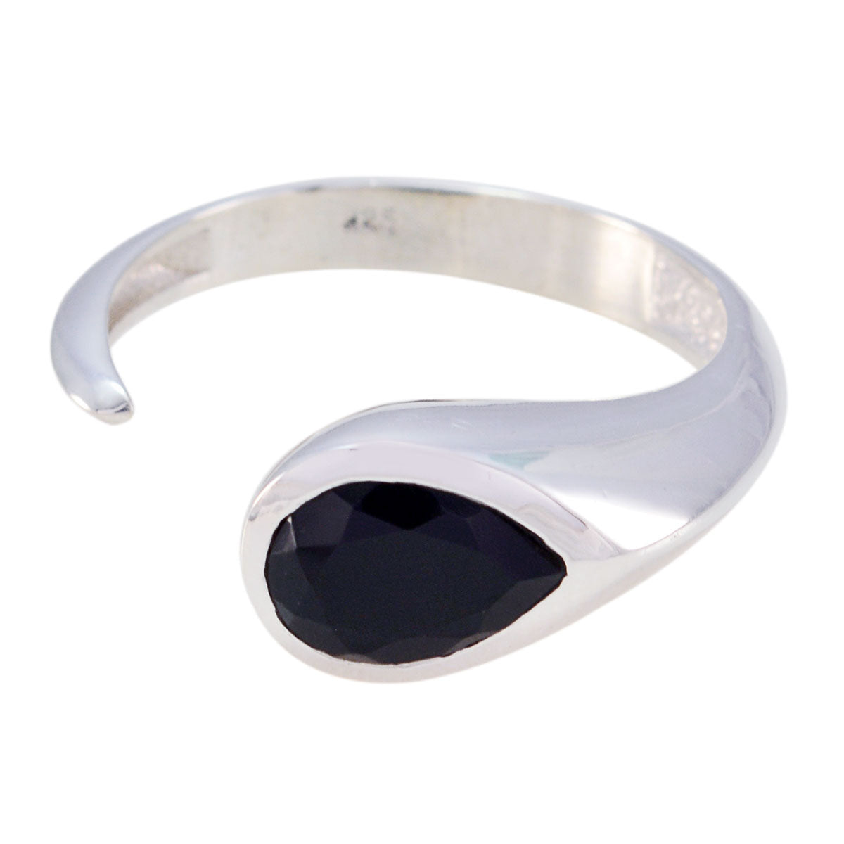 Nova Luxurious Black Solitaire Ring Black Onyx Black