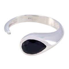 Nova Luxurious Black Solitaire Ring Black Onyx Black