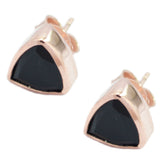 Aiko Black Solitaire Stud Earrings for Everyday Wear Black Onyx Black Stud