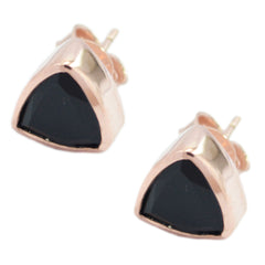 Aiko Black Solitaire Stud Earrings for Everyday Wear Black Onyx Black Stud