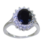 Kristine Black Stone Statement Ring with Sparkling Halo Black Onyx Black
